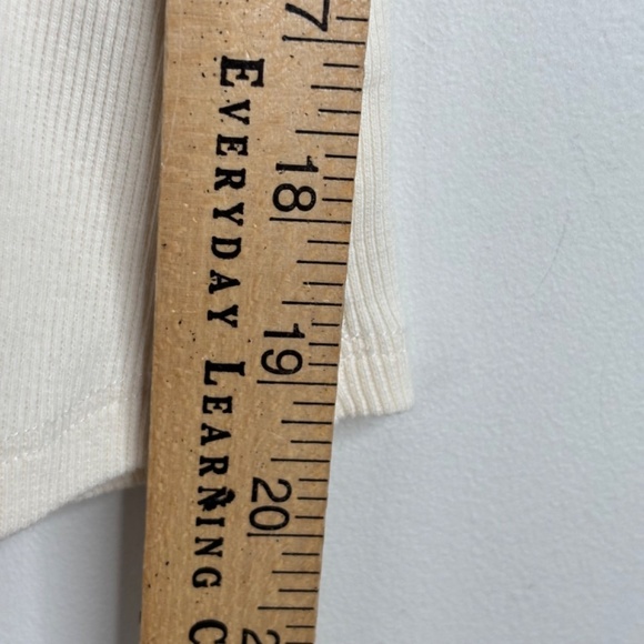 Anthropologie Maeve Square Neck Babydoll T Shirt S White Ribbed Stretch Y2K Boho - Picture 6 of 8